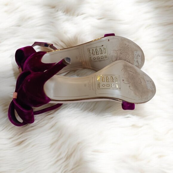 💖 Ted Baker Torabel Velvet Bow Heels – Fuchsia – EU 39 (UK 6 / US 8.5) - Picture 8 of 12
